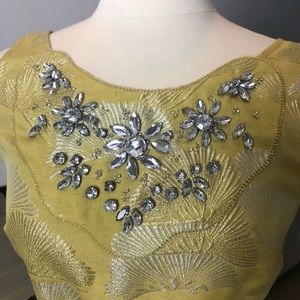 Yellow and metallic Vera wang cocktail dress